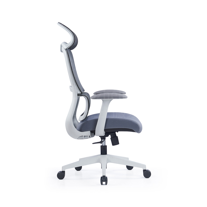 Sitzone南京办公椅图4，曲度T Curve网布职员椅 带头枕 灰框